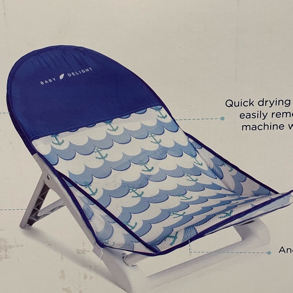 Baby Delight Cushy Nest Lite Deluxe Infant Bather Anchors Away Fabric Washable - Picture 2 of 7